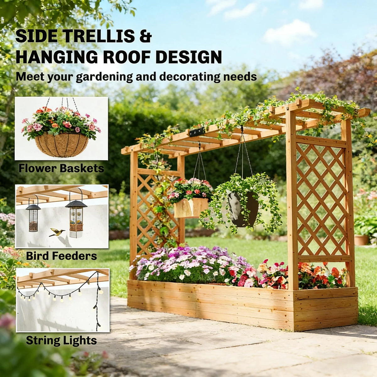 Wooden Planter Box Trellis Planter Raised Garden Bed