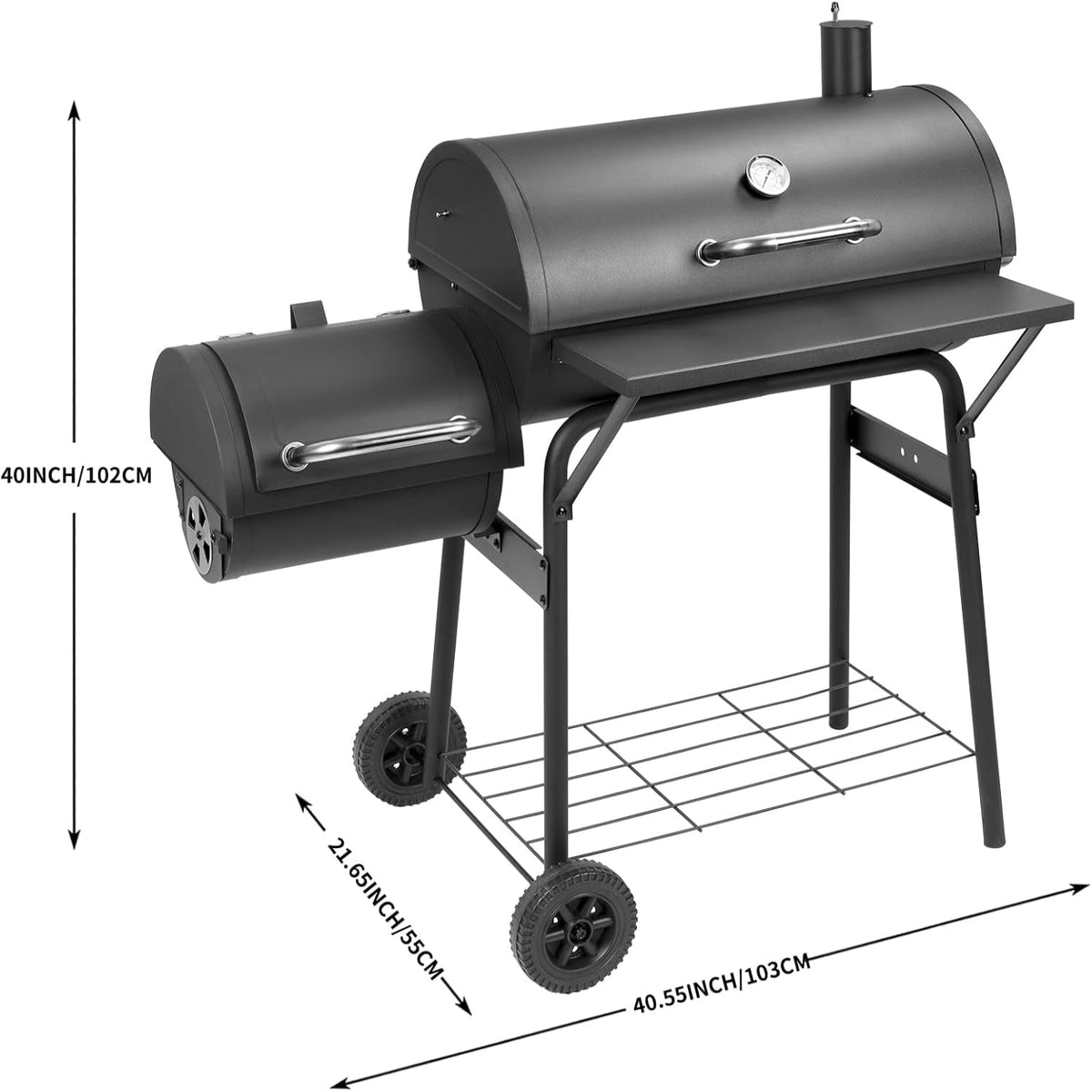 Charcoal Grill Offset Smoker 535 Sq.In.With Front Table for Outdoor BBQ | BBQ Grill for Outdoor Cooking Perfect for Backyard,Patio,Camping,Picnics and Outdoor Barbecue Parties by