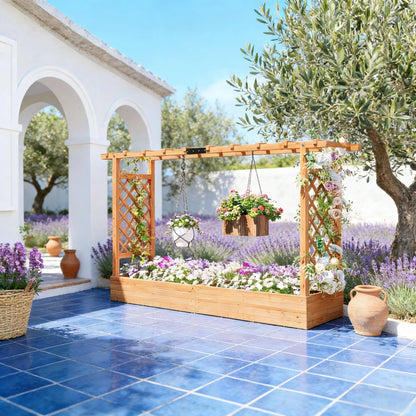 Wooden Planter Box Trellis Planter Raised Garden Bed
