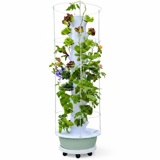 Hydroponic Growing System Kit with Trellis, 40-Pod Vertical Garden Tower | Automatic Watering System for Indoor&Outdoor Gardening Simple Settings / Easy Setup Large Planting Pod Larger Vegetabless
