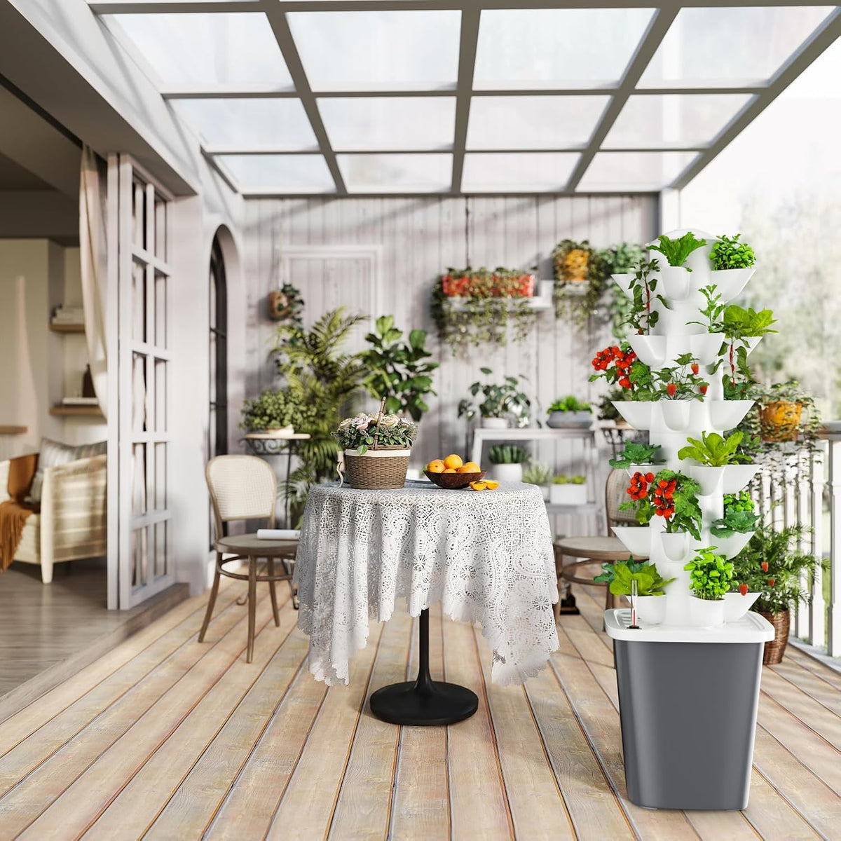 Vertical Hydroponics Garden Tower 30-Plant Hydroponic Growing System, Indoor Vertical Farming Garden Planter, Smart Herb Garden with Timing Plug Automatic Watering for Home Indoor Gardening System