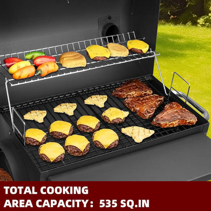 Charcoal Grill Offset Smoker 535 Sq.In.With Front Table for Outdoor BBQ | BBQ Grill for Outdoor Cooking Perfect for Backyard,Patio,Camping,Picnics and Outdoor Barbecue Parties by