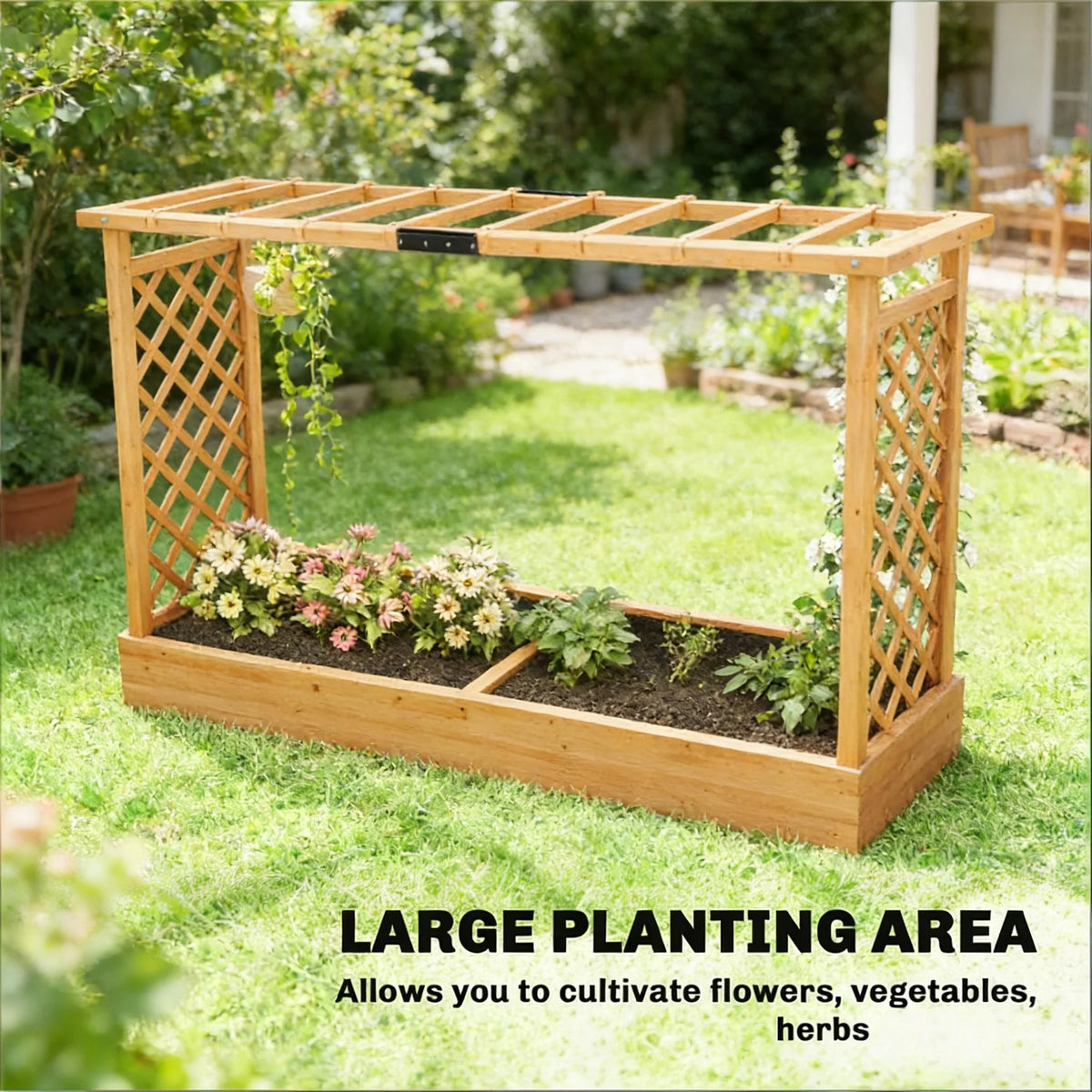 Wooden Planter Box Trellis Planter Raised Garden Bed
