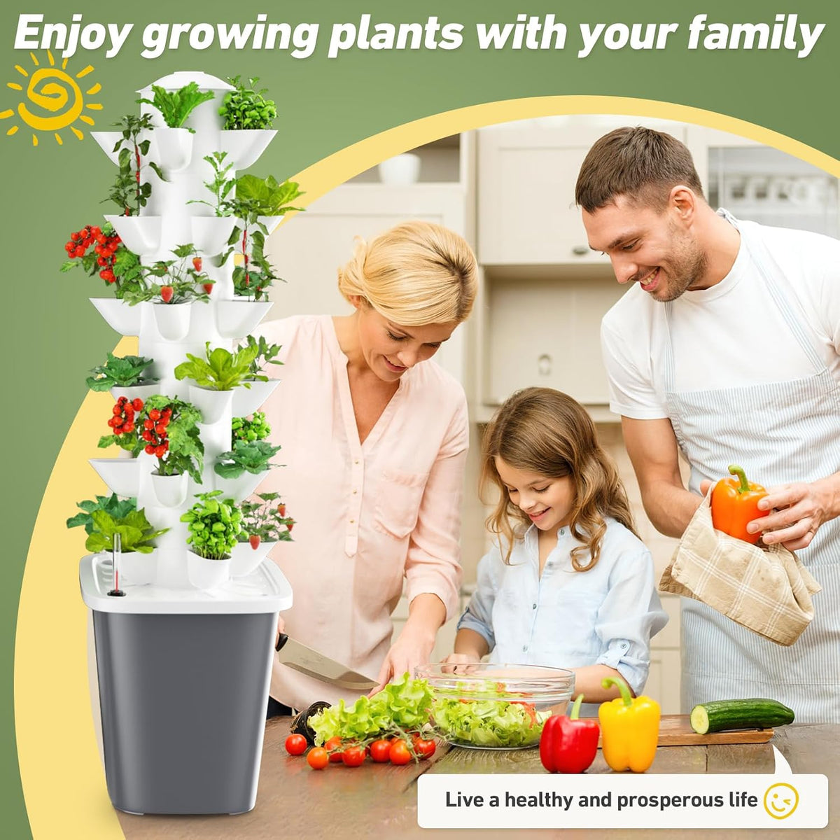 Vertical Hydroponics Garden Tower 30-Plant Hydroponic Growing System, Indoor Vertical Farming Garden Planter, Smart Herb Garden with Timing Plug Automatic Watering for Home Indoor Gardening System