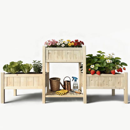 73X33.9X21.7In Raised Garden Bed, Wooden Planter Box, Raised Garden Bed with Legs for Backyard, Patio and Balcony
