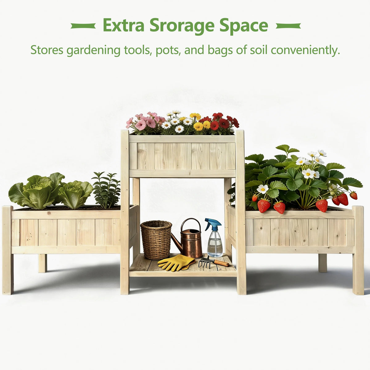 73X33.9X21.7In Raised Garden Bed, Wooden Planter Box, Raised Garden Bed with Legs for Backyard, Patio and Balcony