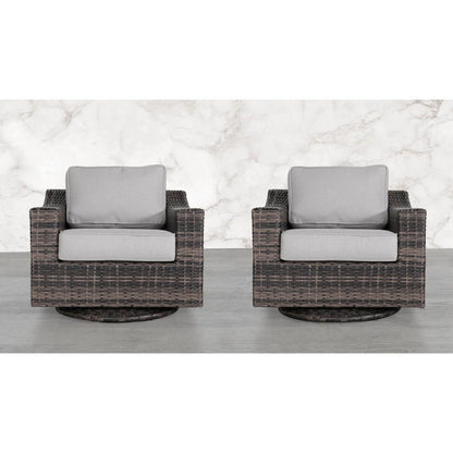 Outdoor Swivel Patio Chair With Cushions (Set of 2) - Brown
