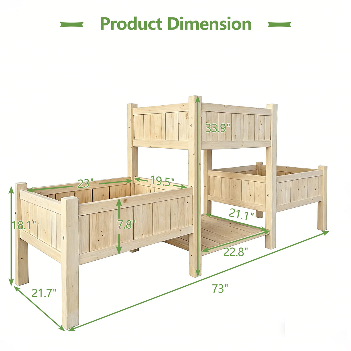 73X33.9X21.7In Raised Garden Bed, Wooden Planter Box, Raised Garden Bed with Legs for Backyard, Patio and Balcony